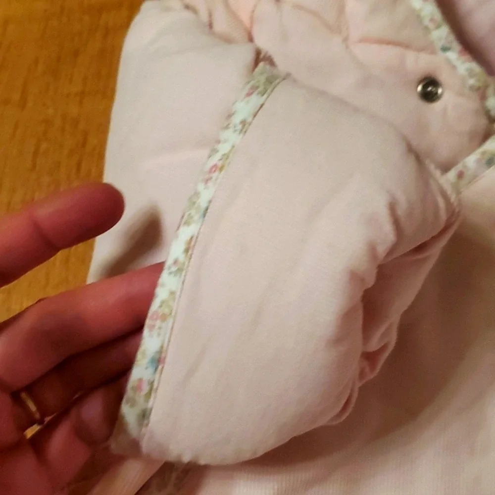 Ralph Lauren Girls Pink‎ Corduroy Floral Winter Bunting Snowsuit Size 6M